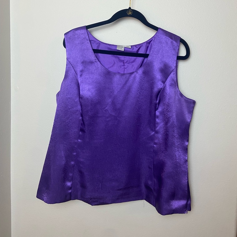 Elegant Purple Ben Marc International Tank and Blazer with Embellished Lapel - Picture 5 of 14